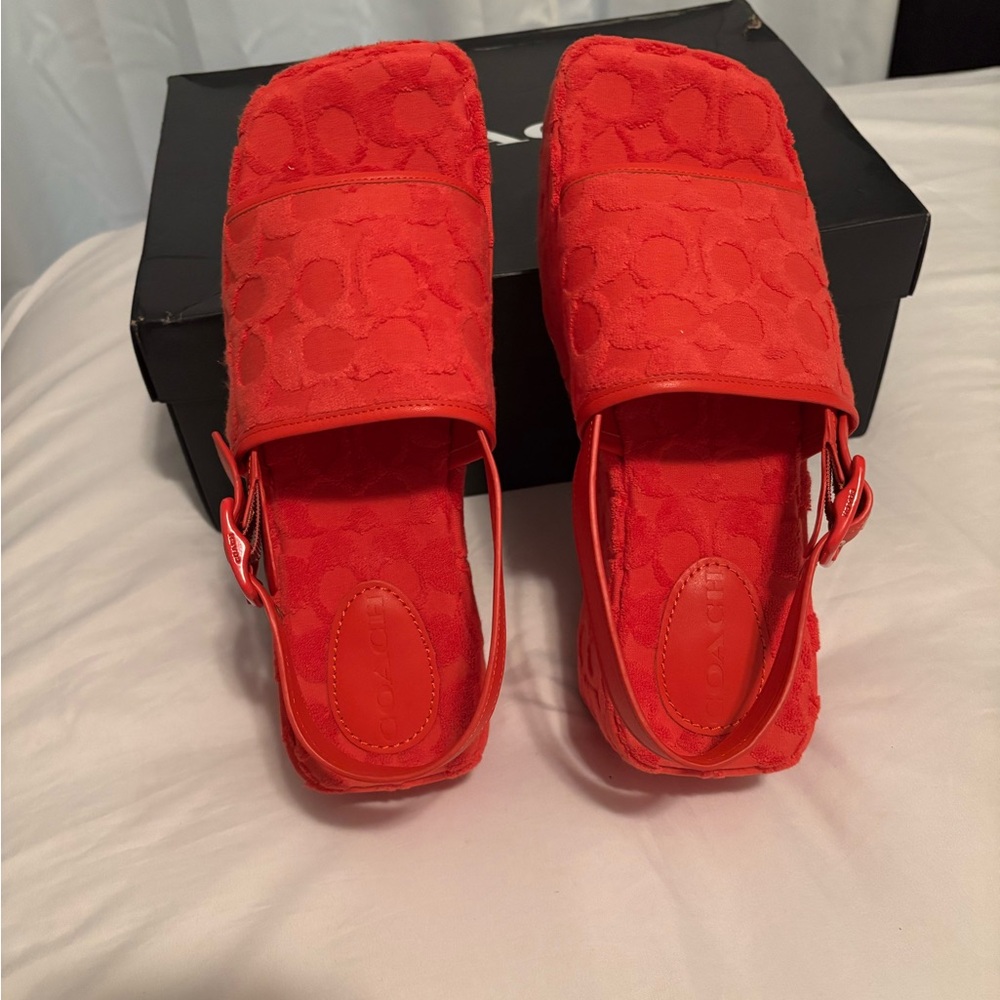 COACH NOELLE SANDAL Women's Orange Platform Sandals - Picture 9 of 13